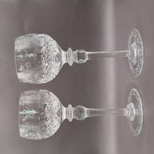 Two (2) Rogaska Gallia Fine Crystal Hock Wine Goblets Signed
